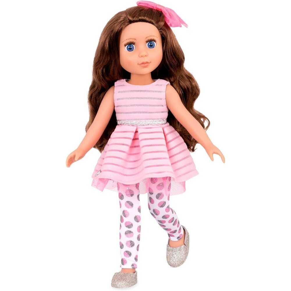 🆕 Reborn Fashion Doll Pink Dress Blue Eye Hairbow Sparkling belt Glittery Shoes
